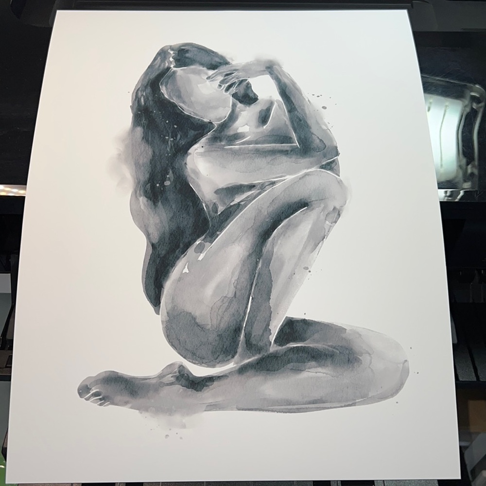 Abstract Nude Woman Watercolor Portrait  Print Poster Unframed - Picture 11 of 17